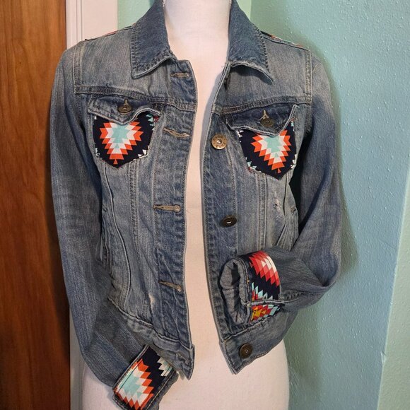 Mudd Jackets & Blazers - MUDD brand Upcycled and Decorated Southwest Style Jean Jacket